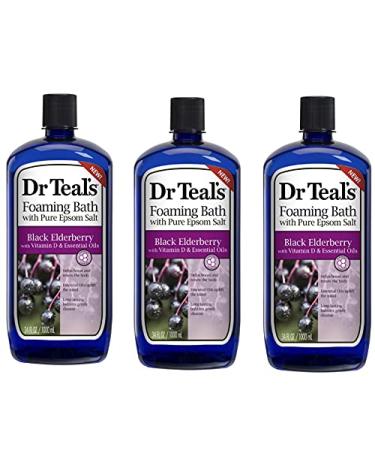 Dr. Teals Black Elderberry Foaming Bath with Pure Epsom Salt with Vitamin D & Essential Oils ( Pack of 3)