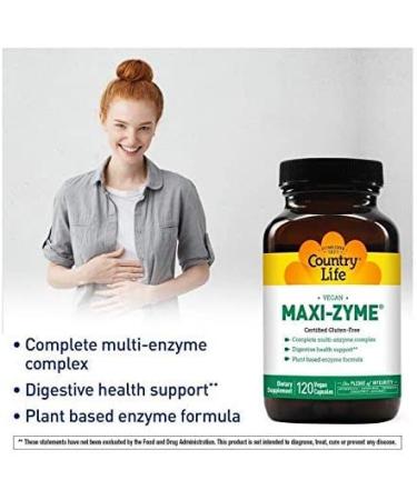 Country Life Maxi-Zyme 120 Vegan Capsules - Digestive Enzyme Support - Buy Online on GoSupps.com