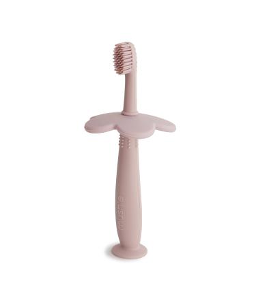 Mushie children's toothbrush flowers design |Hand toothbrush for children with suction cup 0-6 years |Stimulates teeth & gums extra soft brush |Secure & high quality |Blushing flower (blush)