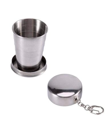Collapsible Cup Outdoor Shot Glass Keychain Camping Folding Metal Cup | Collapsible Cups Drinking Telescopic Portable Shot Glass Premium Stackable Metal Collapsable Cup Travel Telescoping Mug (75ml)
