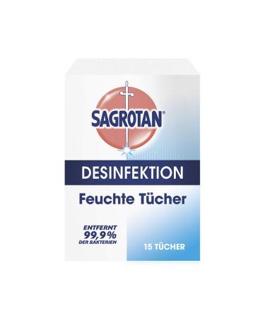 Sagrotan moist cloths for disinfection - in practical travel size for fast hygienic cleaning ocean 15 pieces 15 pieces (1 Pack)