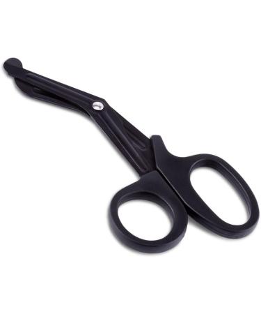 Stainless Steel Medical Bandage Scissors - EMT & Trauma, First Aid Tool for Paramedic, Nurses & Doctors - Precise Cut, Bent Black Scissors - Buy Online on GoSupps.com