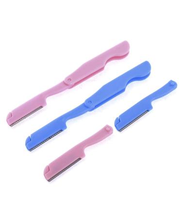 Ruilogod Women Beauty Tool Eyebrow Trimmer Shaver Razor Blue Pink 2pcs