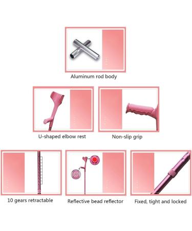 1 Pair 2 Units Crutches Adults Medical Forearm Crutches Folding Walking Sticks Adjustable Crutches for Adults and Children with Heights 140-190cm (Pink) Journey - Buy Online on GoSupps.com