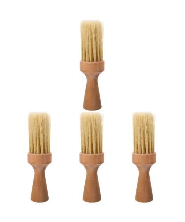 Minkissy 4 Pieces Barter Brush Bbrush Face hair peeling brush cleaning agents for tool mustache brushes Bartbrush with bristle wood color wooden handle inner handle as shown x 4 pieces 15.50x3.20cmx4pcs