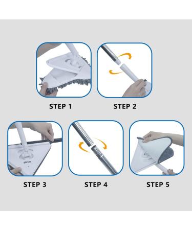 Sofeya Wall Mop Cleaner with Long Handle - Triangle Mop with Extension Pole for Walls, Ceilings, Windows - 3 Replacement Pads Included - Wet & Dry Use - Buy Online on GoSupps.com