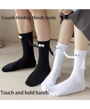 Innovative INHLUGLK Couple Holding Hands Socks - Magnetic Suction 3D Doll Design | Friendship Magnet Unisex Couple Socks (Black 3 pairs) - Buy Online on GoSupps.com