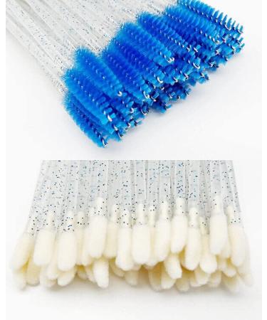 JIANYI Disposable Dual-Ended Spoolies and Lip Applicators 50-Pack - 2-in-1 Mascara Wands and Lip Brushes in Crystal Blue - Buy Online on GoSupps.com