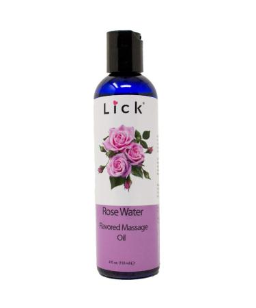 Rose Water Flavored Massage Oil for Couples Edible Massaging Lotion with Vitamin E and Sweet Almond and Coconut Oil is Non Sticky and Gentle on Skin Natural Relaxing and Vegan (4 oz)