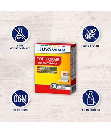 JUVAMINE - Top form - 12 Multivitamins & 10 Minerals - Vitality - Tone - Helps Reduce Fatigue - Supports Immunity - 1 Month Program - 30 tablets - Made in France - Buy Online on GoSupps.com