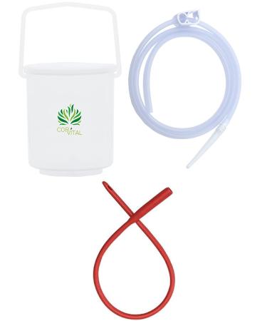 Coffee Enema Kit for Colon Cleansing - Complete Enema Accessories - Recommended by Gerson Home Enema Kit - Colon Detox Organic Coffee Enema - Enema Bucket Kit with Red Tube - Colon Cleanser