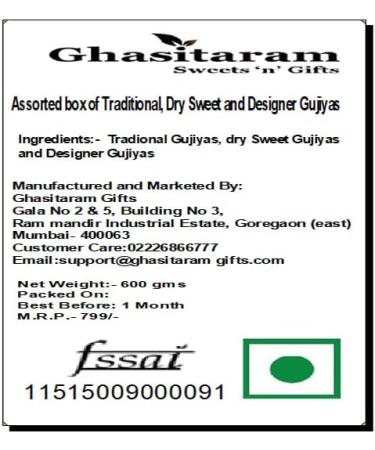 Ghasitaram Gift Holi Sweets Holi Gifts Holi Hamper Assorted Box of Traditional Dry Sweet and Designer Gujiyas |Gift for Diwali Holi Rakhi Valentine Christmas Birthday Anniversary Her Him| - Buy Online on GoSupps.com