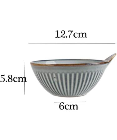 Grey Single Ear Bowl 5 Inch Thread Bowl Retro Ceramic Household Noodle Bowl Eating Bowl Creative Sauce Bowl Dessert Bowl Salad Bowl Gift Kitchenware 12.7*6*5.8cm Gray - Buy Online on GoSupps.com