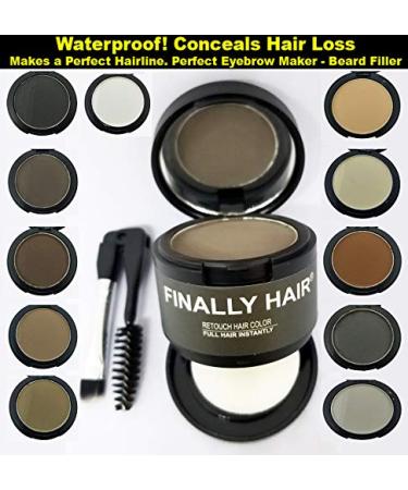 Finally Hair Dark Brown Dab-on Hair Fibers & Hair Loss Concealer, Gray Away Touch Up, Hairline Creator, Eye Brow Enhancer, Covers Gray Hair Instantly, and Beard Filler. Dab-on Hair Fiber Shadow Powder (Dark Brown)