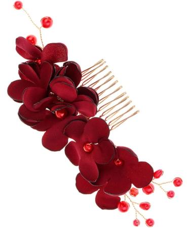 DOITOOL 1pc Barrettes for Women Hair Barrettes for Girls Floral Hair Accessories Hair Accessory for Girls Pearl Hair Barrettes Womens Hair Clips Tiara Hair Comb Korean Red Bride - Buy Online on GoSupps.com