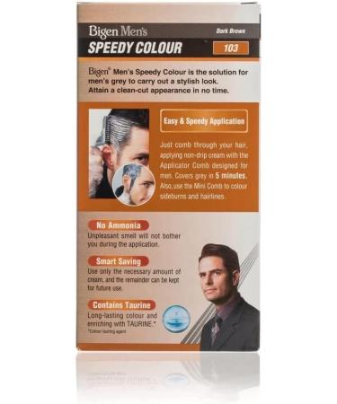 Bigen Men's Speedy Colour Hair Dye | Dark Brown 103 | Fast & Easy Grey Removal | With Olive Oil & Taurine Ammonia Free | Pack of 3 - Buy Online on GoSupps.com