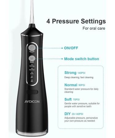 Water Dental Flosser - Portable Oral Irrigator with 4 Pressure Modes & 300ML Tank Rechargeable & IPX7 Waterproof Includes 4 Jet Tips for Effective Teeth Cleaning - Buy Online on GoSupps.com
