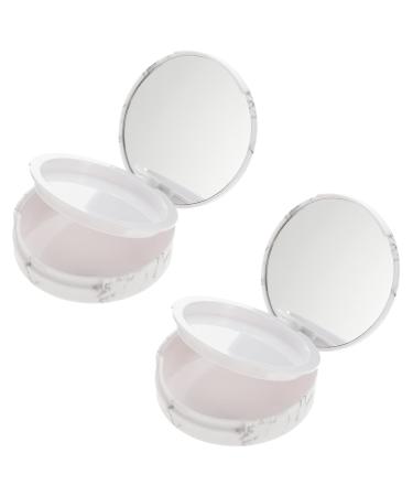 FOYTOKI 2pcs Storage Box Cosmetic Case Compact Pressed Powder Case Round Makeup Organizer