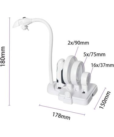 Magnifier Handheld and Desktop Magnifing Multi Functional 2X 5X 16X LED Lighted Folding Design with 6 Adjustable LED Lights for Reading Hobbies Crafts Workbench Diamond Art - Buy Online on GoSupps.com
