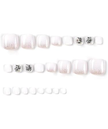 FEIlei False Toenails White Artificial Short Toenails Full Cover Toe Nails for Women - Buy Online on GoSupps.com
