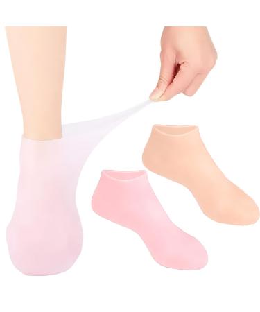 Silicone Socks 2 Pairs Moisturizing Socks Women Foot Spa Pedicure Silicone Socks Soft Gel Heel Socks Silicone Foot Moisturising Socks for Women Dry Cracked Feet (2 Pairs)