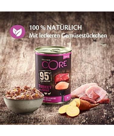 Wellness Core 95% Turkey & Goat Wet Dog Food - Grain Free High Meat Content 6 x 400g Pack - Buy Online on GoSupps.com