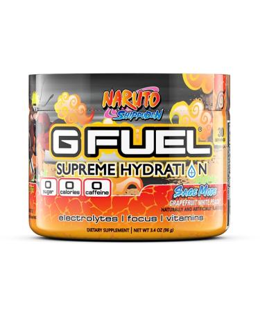 G Fuel Naruto Sage Supreme Hydration, Electrolyte Powder Mix for Energy & Focus, Sugar & Caffeine Free Supplement with Essential Vitamins & Minerals, Grapefruit WhitePeach Flavor, 3.3 oz - 30 Servings Grapefruit White Peach - Buy Online on GoSupps.com