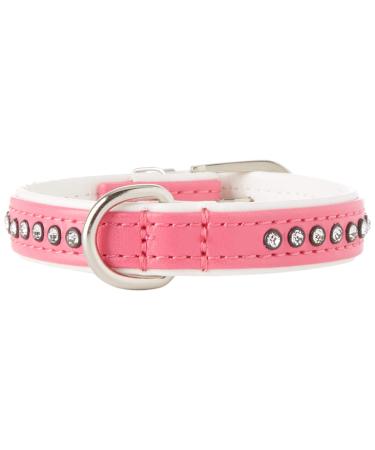 HUNTER MODERN ART LUXURY dog collar imitation leather rhinestones 27 (XXS-XS) pink/white pink/white 27