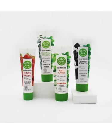  HAPPY BIO COSMETICS HappyBio Activated Charcoal and Mint Toothpaste Classic and Solid 75 ml Toothpaste with Mint Flavour for a Whitening Effect CPM Freshness Revitalizing and Lasting - Buy Online on GoSupps.com