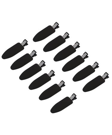 minihope 12 pieces No Bend Hair Clips, Curl Pin Clips, No Crease Hair Clips for Makeup Application,2022 style, non-slip.Hair won't get caught between plastic attached to metal. (Black)…