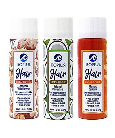 Isoplus African Wildflower Island Paradise Mango Splash Hair Freshener 1.2 oz Set 3 pieces