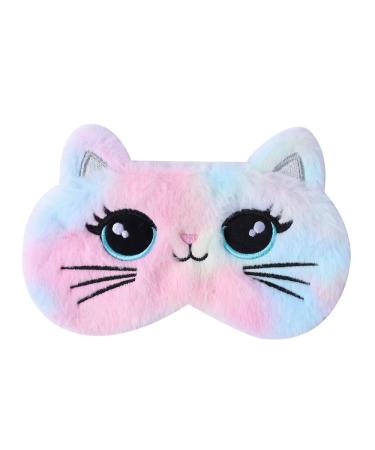 Royal Hong Beauty Cute Plush Sleep Mask Kids, Girls Sleep Mask, Kids Sleep Mask in Travel & Nap, Sleep Mask for Kids & for Women, Sleep Mask Kid, Kids Eye Mask, Soft Blindfold--Big Eye Cat/Gradient Big Eye Cat-gradient