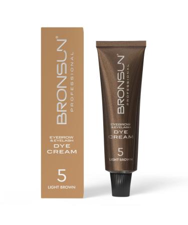 BRONSUN Cr me Teinture pour Cils et Sourcils | Couleur Intense et Longue Tenue | Formule Douce Sans Ammoniaque | Avec K ratine Soie et Vitamine E | Marron Clair 5 15 ml