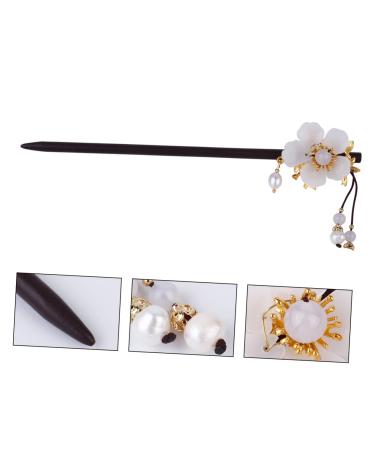 LALAFINA Pearl Wood Hairpin Chinese Hairpin Tassel Japanese Hair Pin Hair Sticks for Buns Vintage Hair Accessories Oriental Hair Sticks Kimono Hair Piece Wooden Cheongsam Women's