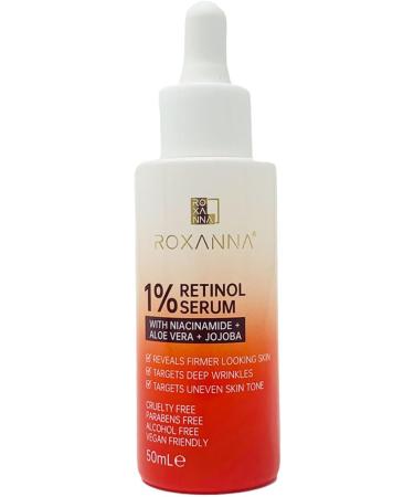 Roxanna 1% Retinol Serum for Face 50ml High Strength with Niacinamide Hyaluronic Acid - Anti Ageing Facial for Moisturizing Fine Line and Deep Wrinkles Repair Firmer Looking Uneven Skin - Buy Online on GoSupps.com