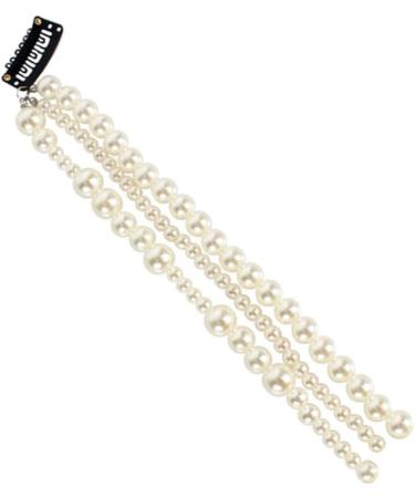 Minkissy Pearl Beads Strand Elegant Hair Chain Hair Extensions Barrettes Ponytail Decor For Women Bride Birthday Wedding Valentines Day Party - Buy Online on GoSupps.com