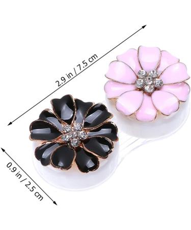 ARTIBETTER Contact Lens Box Kit - 2 Pairs Rhinestone Flower Pattern Travel Case - Portable Storage Solution for Lenses - Buy Online on GoSupps.com