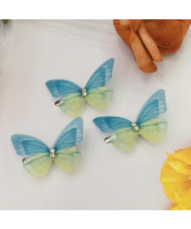Handmade Realistic 3D Green Butterfly Hair Clips - Set of 5 Blue Hair Pins for Women and Girls | Wedding Decorative Hair Accessories - Buy Online on GoSupps.com