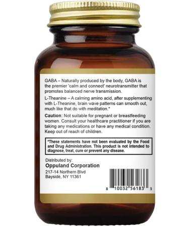 oppuland GABA & L-Theanine - Promotes Relaxation | Nervous System Support | Mood Support -60 Veggie Capsules - Buy Online on GoSupps.com