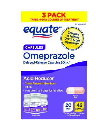 Equate - Omeprazole Magnesium 20.6 mg Acid Reducer Delayed Release 42 Capsules by Equate