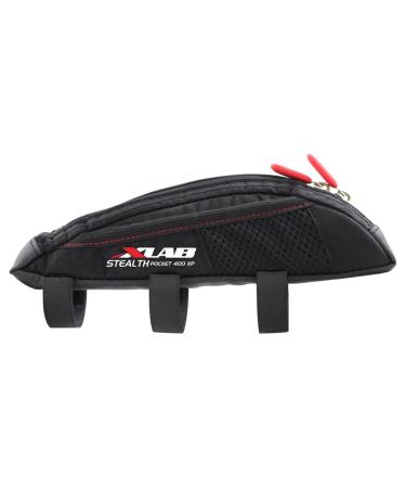 XLAB Stealth Pocket 400 XP  Strap Mounted Aerodynamic Top Tube Bag with Exterior Mesh Pockets for Triathlon and Gravel Bikes