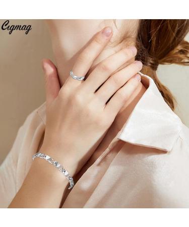 Cigmag Magnetic Bracelet for Women | Titanium Steel Ultra Strength Magnet | Adjustable Tool & Gift Box | Silver Love Bracelet & Fishtail Ring - Buy Online on GoSupps.com