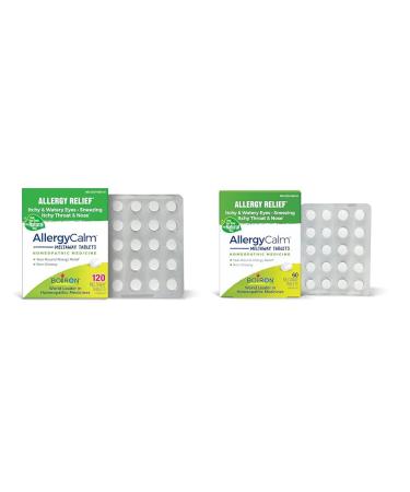 Boiron AllergyCalm 120 & 60 Count Tablets for Allergy Symptom Relief of Sneezing Runny Nose Itchy Eyes or Throat