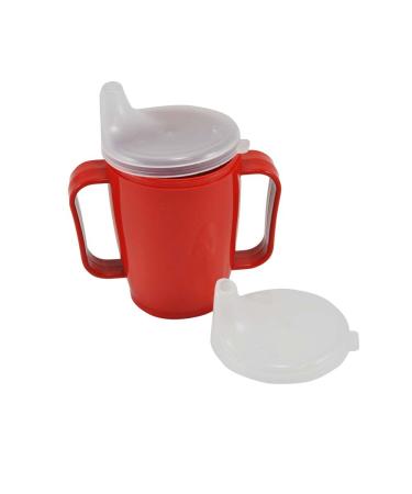 Sippy cup cup drinking cup with handle + 2 lids 4+12 mm 250ml red plastic