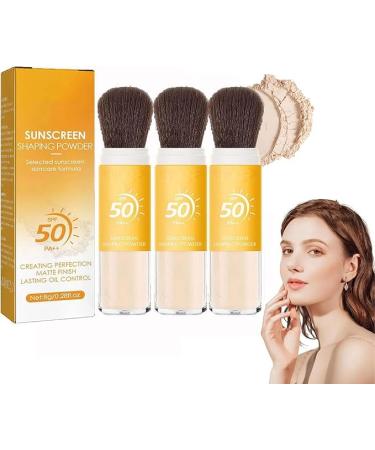 ZHBiwmatn 2024 New ineral unscreen owder Spf 50 Translucent Setting owder Brush Blurring Setting owder with Spf Face Makeup Puffs ineral Powder unscreen for Face Hair Scalp akeup Brush Sun creen owder (3pcs)