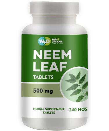 WAY 4 ORGANIC Neem Tablets - 100% Pure Azadirachta Indica - 240 Count (500mg) - 120 Days Supply - Buy Online on GoSupps.com