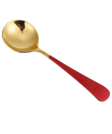 Soup Spoons Stainless Steel Tablespoons with 6 Colors 5 Pieces of Kitchen Dinner Dessert Scoops Set for Tea Dessert Salt Sugar(Red)