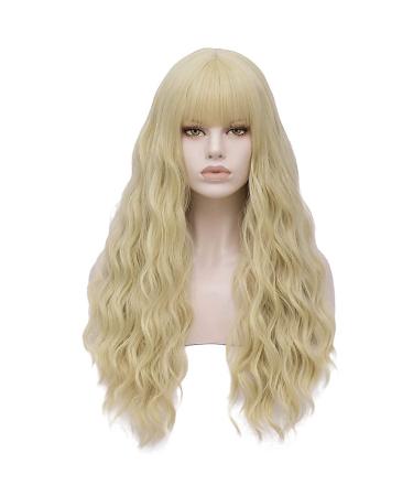 FVCENT 27 Long Curly Synthetic Wig with Bangs for Women & Girls - Charming Blonde Hairstyle - International Shipping Available - Buy Online on GoSupps.com