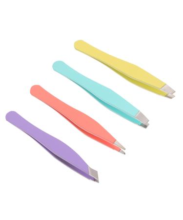 Frcolor hair tweezers 4 pieces mini-spa utensils tweezers eyebrow from stainless steel beauty eyebrow professional eyebrow to disassemble Miss cosmetics stainless steel 6.3x0.6cm colorful