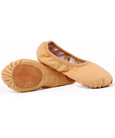 AMOSFUN Foldable Ballet Shoes for Travel & Yoga | Stretch Slipper Flat Shoes for Kids | Brown 33 - Perfect for Ballet Training & Exercises - Buy Online on GoSupps.com